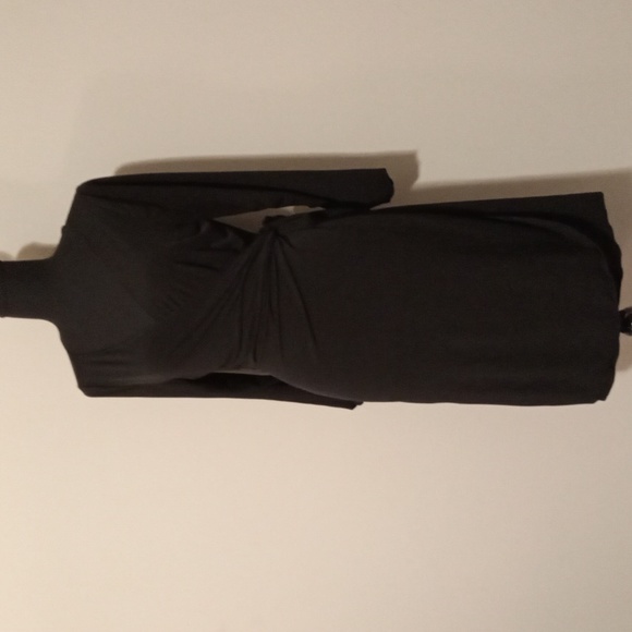 Studio M Black FLATTERING Long Sleeve Classic Stretchy Jersey Wrap Dress Size M - Picture 3 of 8